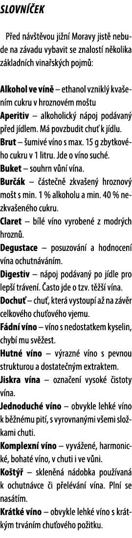 Slovn ek P ed n v t vou ji n  Moravy jist  nebude na z vadu vybavit se znalost  n kolika z kladn ch vina sk ch pojm ...
