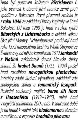 Hrad byl postaven kn etem B etislavem I. jako pevnost k obran  ji n  hranice zem  proti vp d m z Rakouska. Prvn  p s...